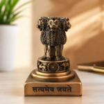 Golden metallic Ashoka Pillar showpiece for car interior