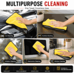 Wiping car exterior paint with premium microfiber towel