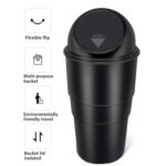 Black premium car dustbin with a sleek push lid on a clean white background.