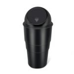 Black premium car dustbin with a sleek push lid on a clean white background.