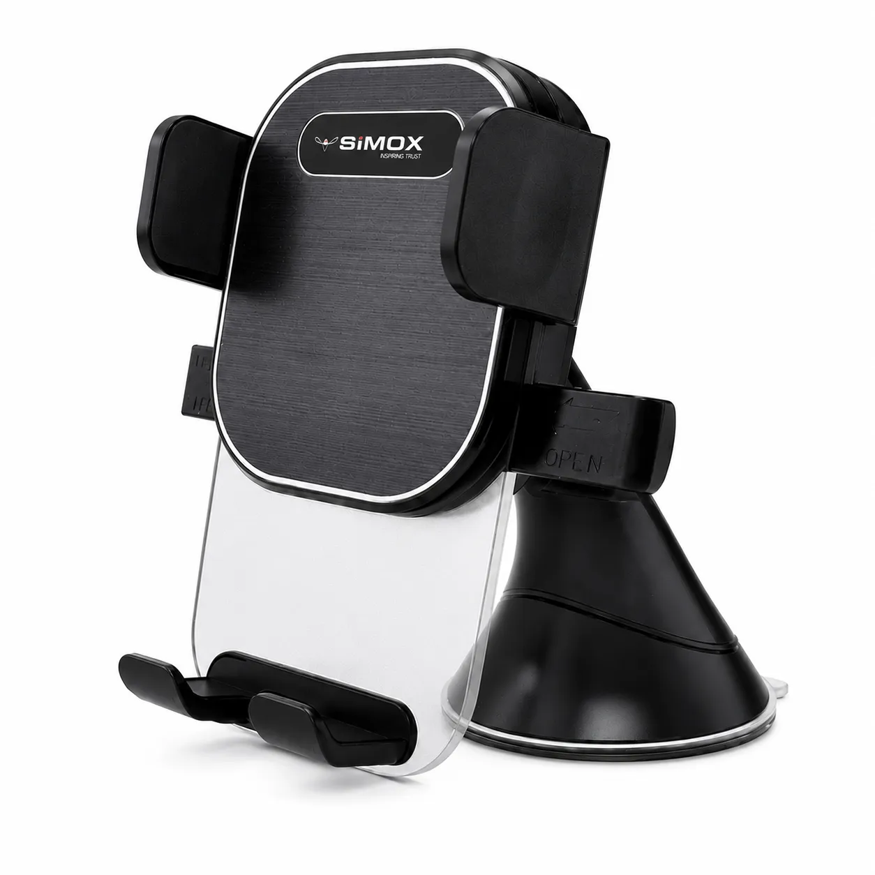 Driver's perspective of a phone securely held by the premium car mobile holder using GPS.