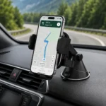 Close-up of the washable sticky gel suction cup mechanism on the premium car mobile holder.